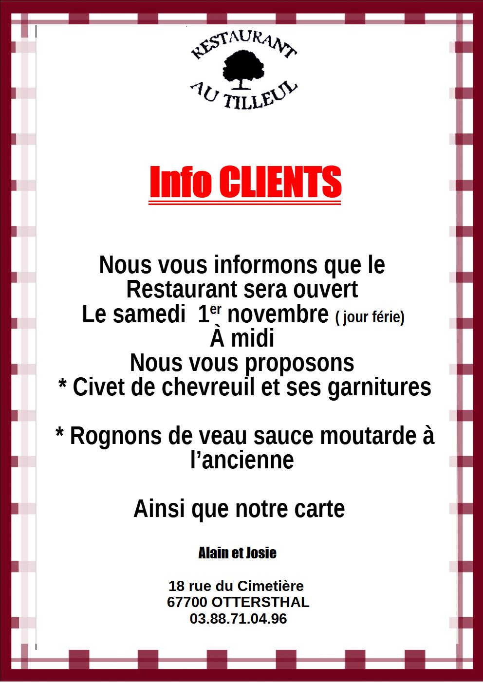 Ouvert 1er Novembre 2025