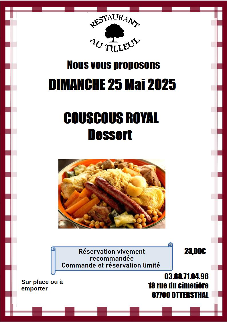 Dimanche 25 Mai 2025 : Couscous Royal
