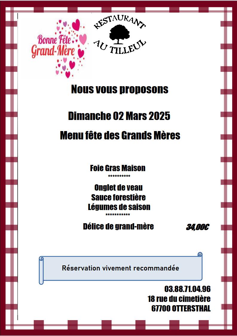 Dimanche 2 Mars 2025 : Fêtons les Grands-Mères