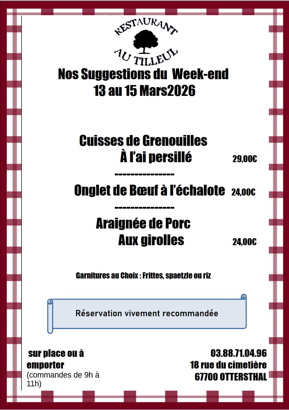 Week-End spécial du 13 au 15 mars 2026