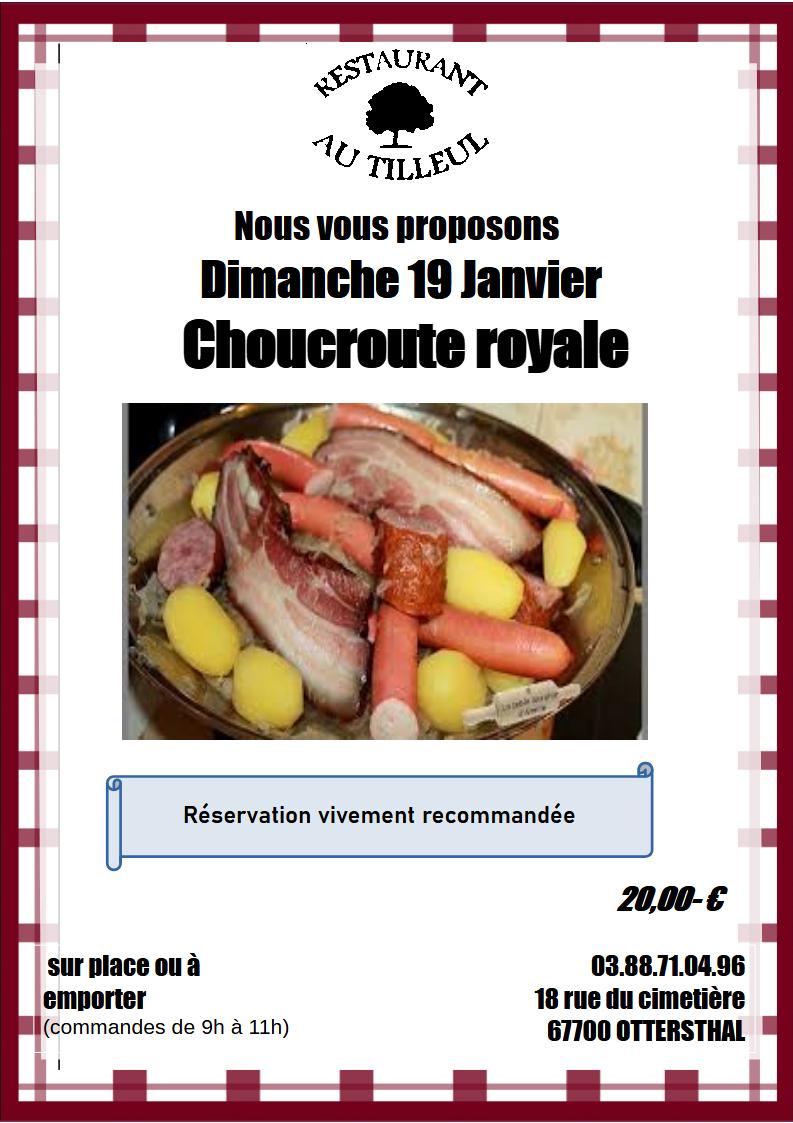 Dimanche 19 Janvier 2025 "Choucroute Royale "