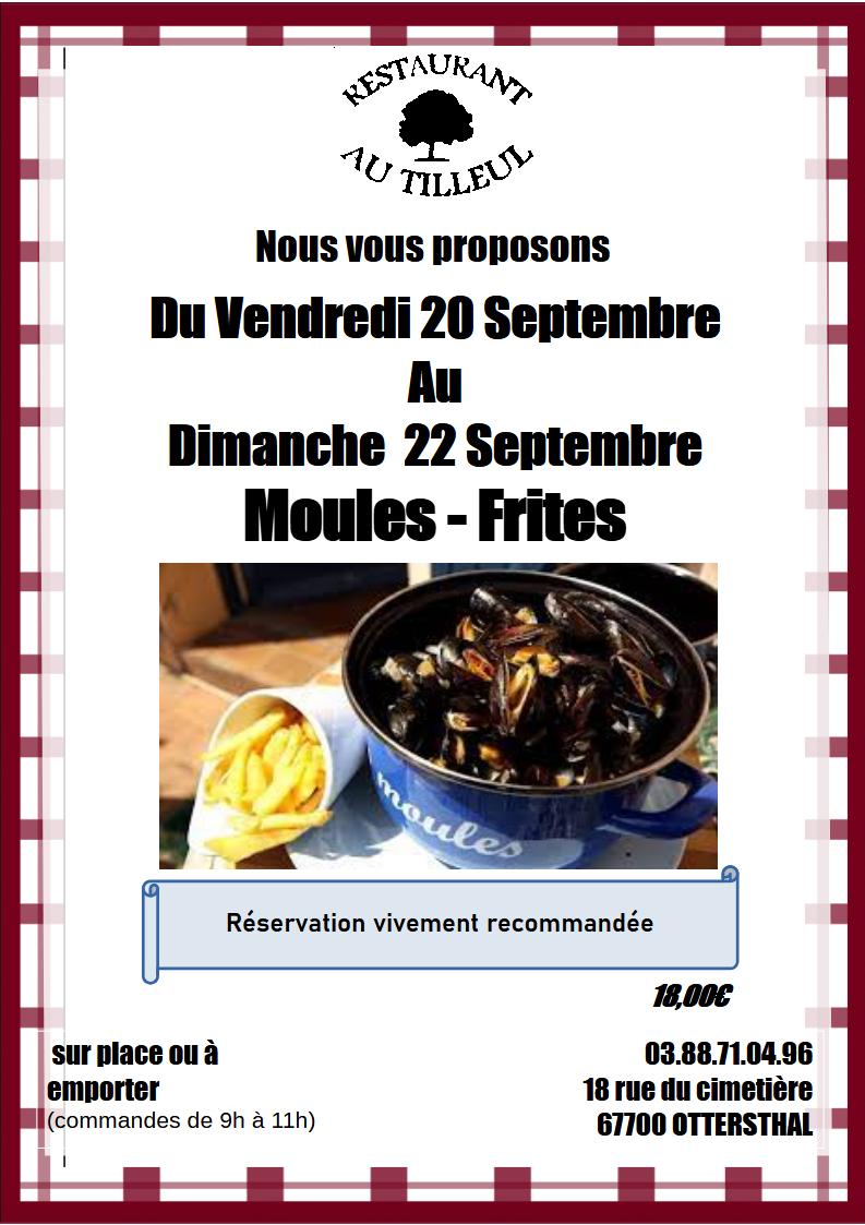 Du 20 au 22 Septembre 2024 : Moules frites !