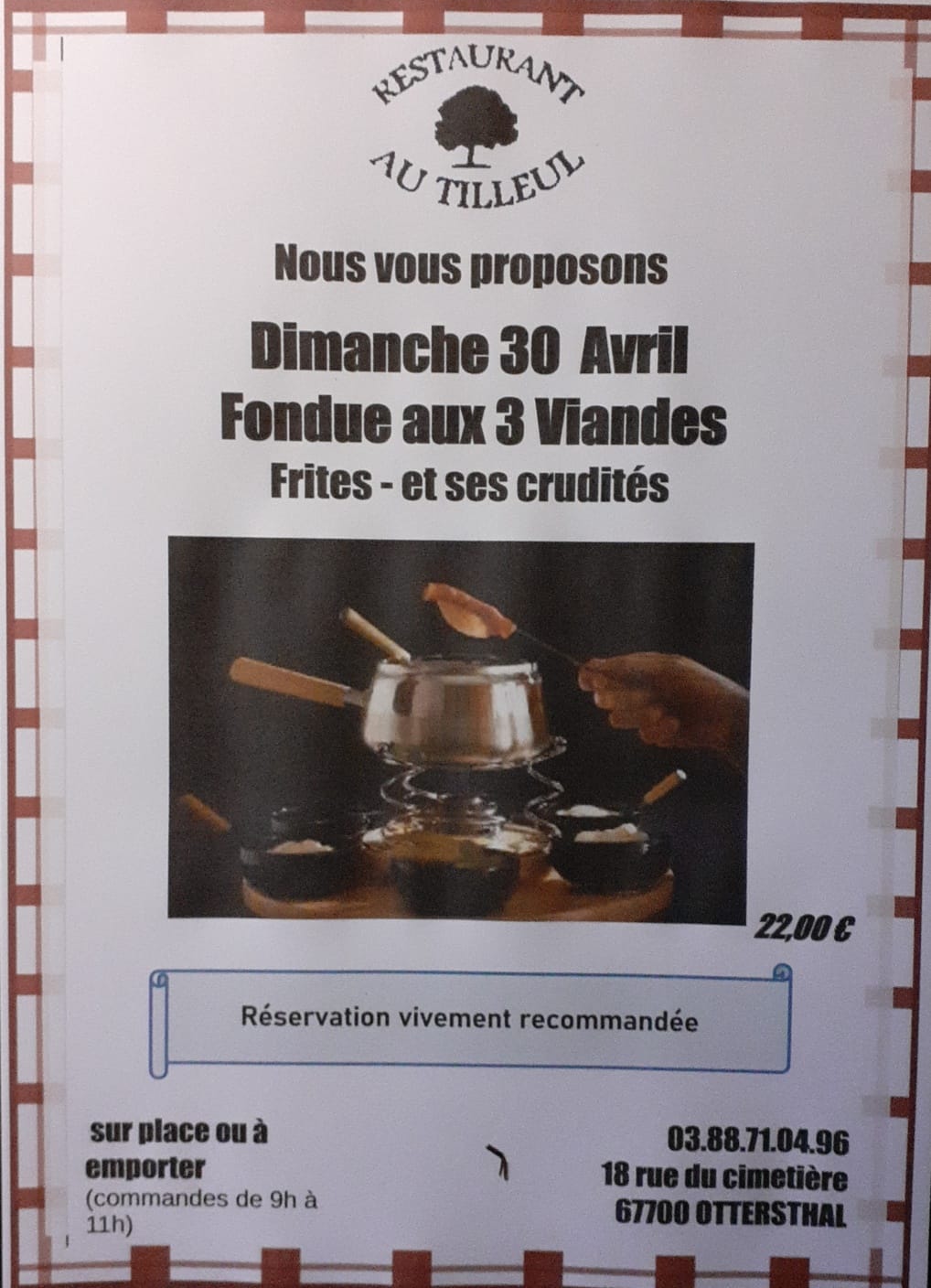 Menu dimanche 30 avril 2023