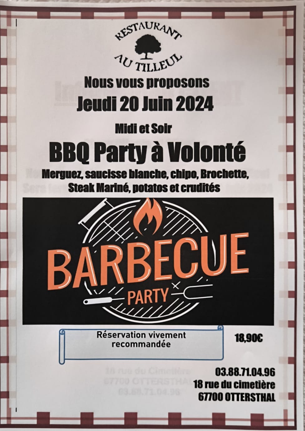 Jeudi 20 juin : Barbecue