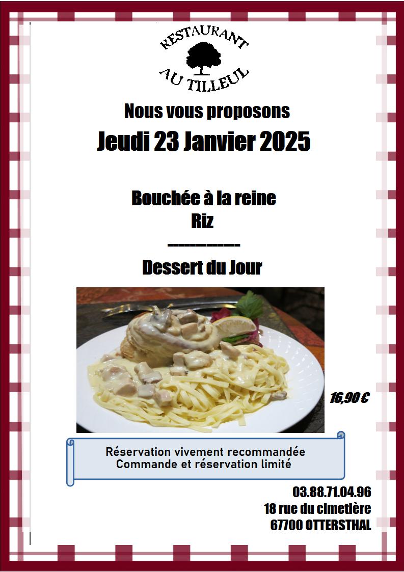 Jeudi 23 janvier 2025 : Bouchée à la Reine