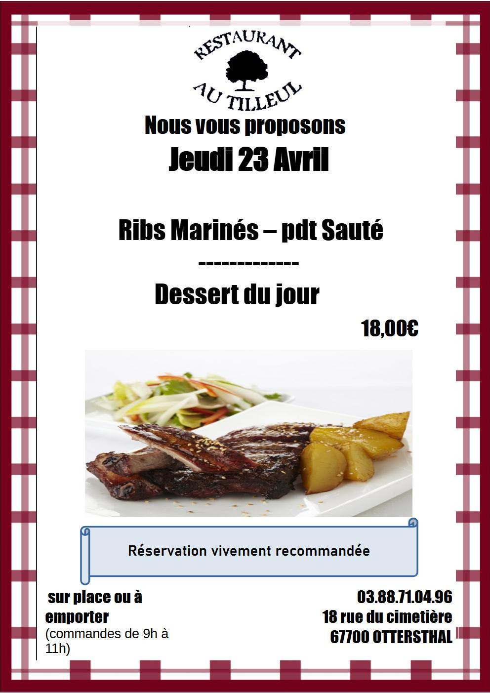 Jeudi Spécial Ribs Marinés 