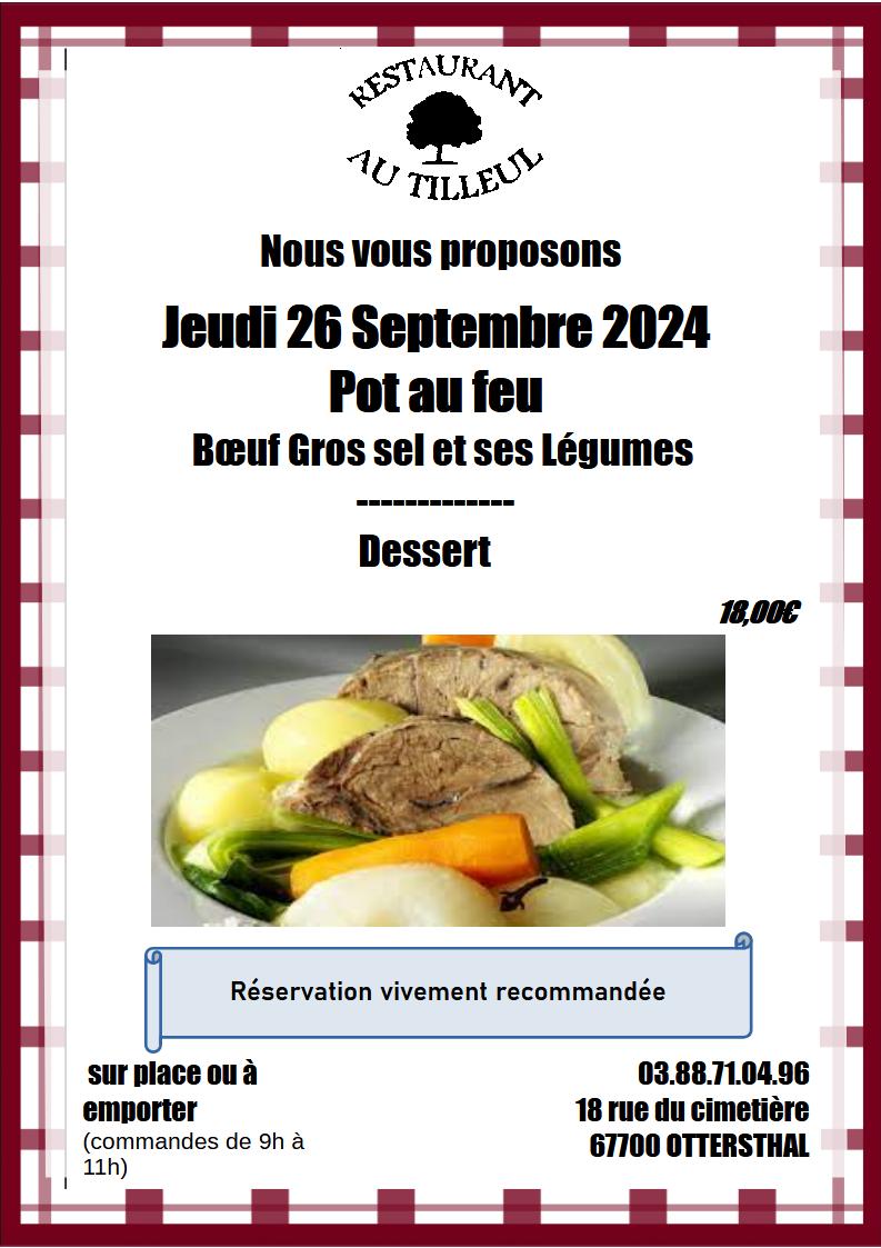 Jeudi 27 Septembre 2024 : Pot Au Feu !