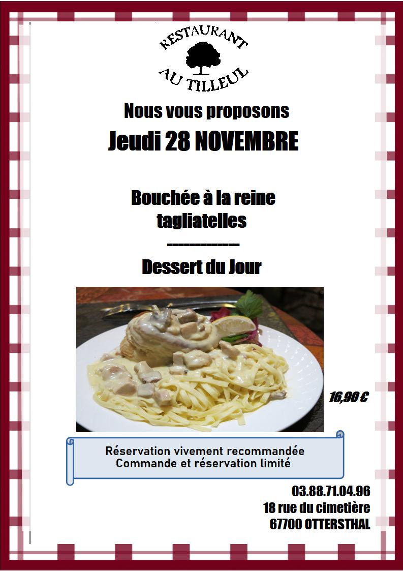 jeudi 28 novembre 2024 " Bouchée à la Reine "