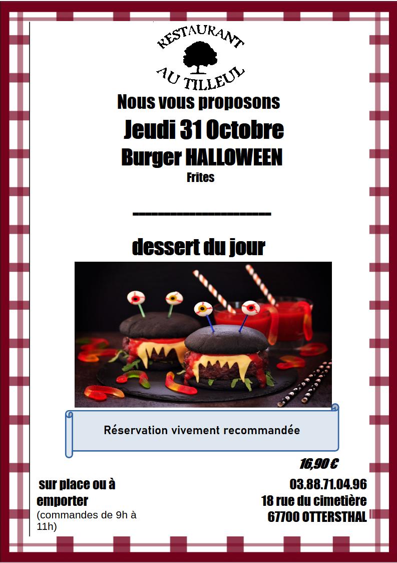 Jeudi 31 octobre :le Burger qui fait peur !