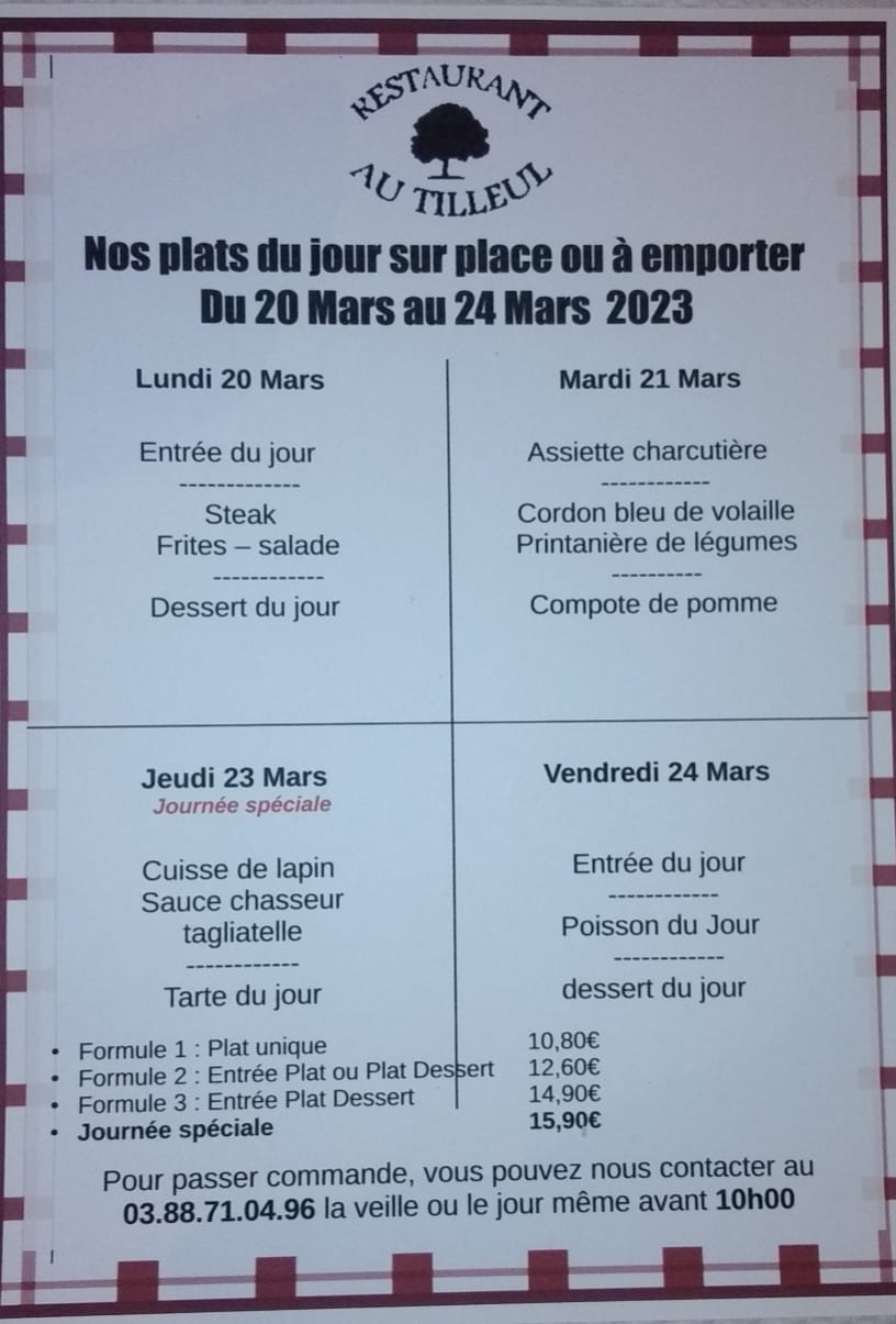 Menus du 20 au 24 mars 2023