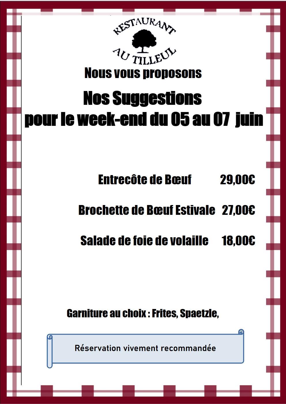  Suggestions du 05 au 07 Juin 2026